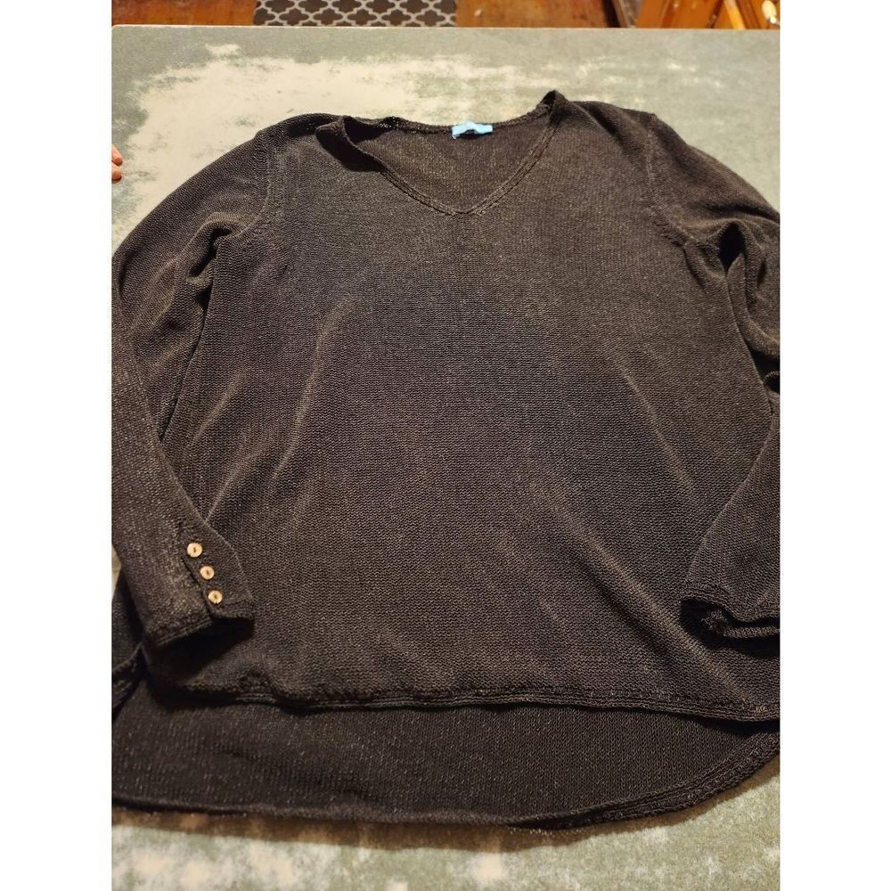J. McLaughlin black knit button sleeve sweater sz Large